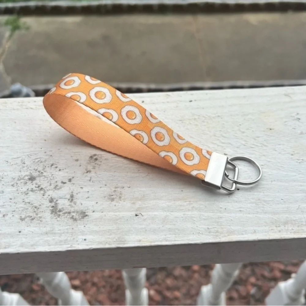 Handmade Orange Fried Egg Keychain Wristlet